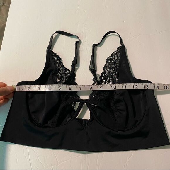 Very Sexy underwire mesh lace stemless unlined Demi Bra Black 36C/D - Picture 5 of 11